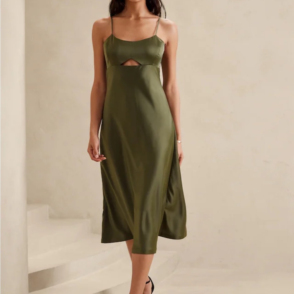 Cutout Satin Midi Dress